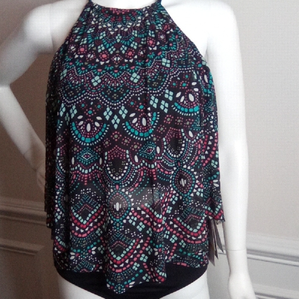 Women's 2pc.COCO REEF Halter Neck Swimsuit, 36D Top, Medium High Waist Bottom